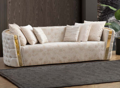 Beige Chesterfield Couchgarnitur 2x Edelstahl Polster 3-Sitzer 2tlg Set