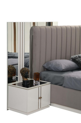 Modern Schlafzimmer Set Bett 2x Nachttische Kleiderschrank Schminktisch
