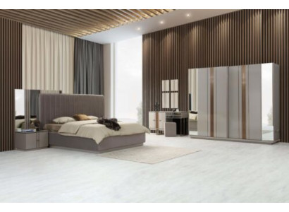 Perfekte Schlafzimmer-Set Luxus Bett Kleiderschrank Schminktisch 5 tlg