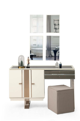 Modern Schlafzimmer Set Bett 2x Nachttische Kleiderschrank Schminktisch