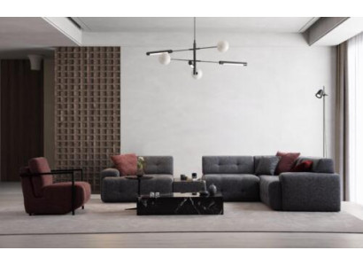 Stilvoll Ecksofa L-form mit Beistelltisch Grau Farbe Exklusive Wohnzimmer