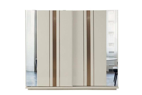 Bett Nachttisch Kleiderschrank 4 tlg. Schlafzimmer Set Design Modern