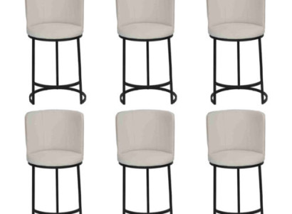 Barhocker 6x Barstuhl stilvoll Barmöbel Sitzhocker Design Stahlfüße neu