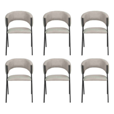 Esszimmer Grau Textil Gruppe Set 4x Sessel Stuhl Design Stoff Polster Stühle