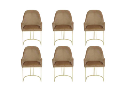 Gruppe Set 6x Sessel Stuhl Design Stoff Polster Stühle Esszimmer Textil