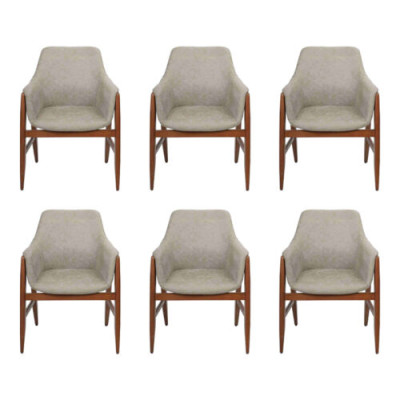 Modern Grau Stuhl Esszimmerstuhl 6x Stühle Küchenstuhl Lehnstuhl Holz Stoff