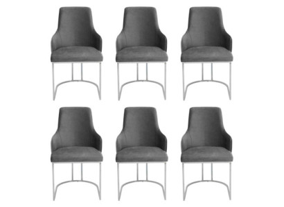 Modern Grau 6x Stühle Metall Esszimmerstuhl Designer Möbel Luxus Stühle