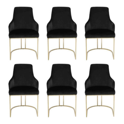 Luxus 6x Stühle Schwarz Esszimmerstuhl Designer Möbel Modern Stühle Neu