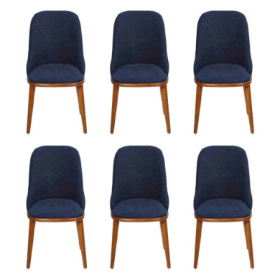 Luxus Esszimmer Blau 6x Stühle Holz Möbel Stühle Stilvoll Design Einrichtung
