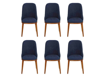 Luxus Esszimmer Blau 6x Stühle Holz Möbel Stühle Stilvoll Design Einrichtung