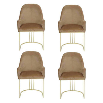Gruppe Set 4x Sessel Stuhl Design Stoff Polster Stühle Esszimmer Textil
