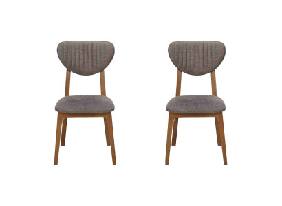 Modern Stuhl Grau Polster 2x Stühle Lounge Holz Textil Holz Sessel Neu