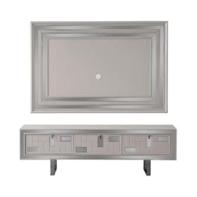 Luxus Wohnwand TV Ständer Wandpanel Couchtisch RTV Lowboard 3tlg Weiß