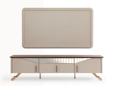 Wohnzimmer TV Ständer Wandpanel RTV Lowboard Sideboard Holz Beige