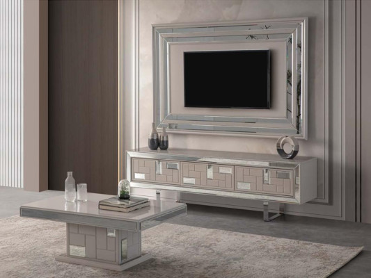 Sideboard TV Ständer RTV Lowboard Wohnwand Holz Weiß Möbel Wohnzimmer