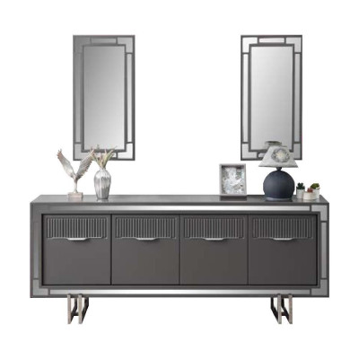 Holzschrank Anrichte Sideboard Grau Schrank Kommode Holz Esszimmer