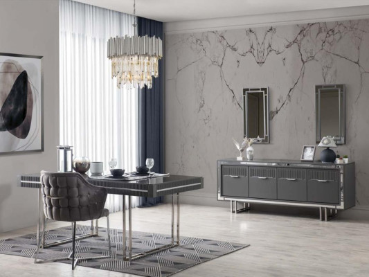 Holzschrank Anrichte Sideboard Grau Schrank Kommode Holz Esszimmer