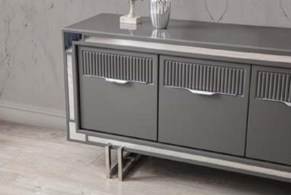 Holzschrank Anrichte Sideboard Grau Schrank Kommode Holz Esszimmer