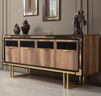 Holzschrank Anrichte Sideboard Braun Schrank Kommode Holz Esszimmer