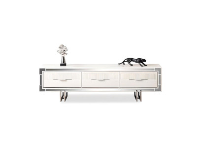 Sideboard TV Ständer Wandpanel Weiß RTV Lowboard Moderne Wohnwand