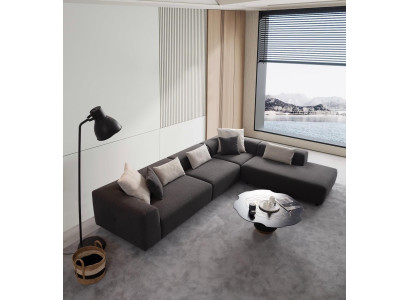 Stilvoll Ecksofa L-form Stil Exklusive Braun farbe Neuheit in Wohnzimmer