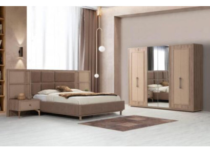 Braune Schlafzimmer Garnitur Polster Bettgestell Nachttische Schrank