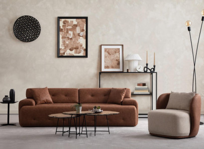 Braun Wohnzimmer Set Exklusive Sofagarnitur 3+1 Sitzer Neuheit 2tlg.