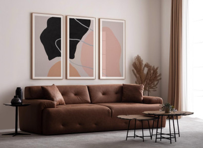 3-Sitzer Sofa Modern Holz Wohnzimmer Möbel Braun farbe Luxus Chesterfield