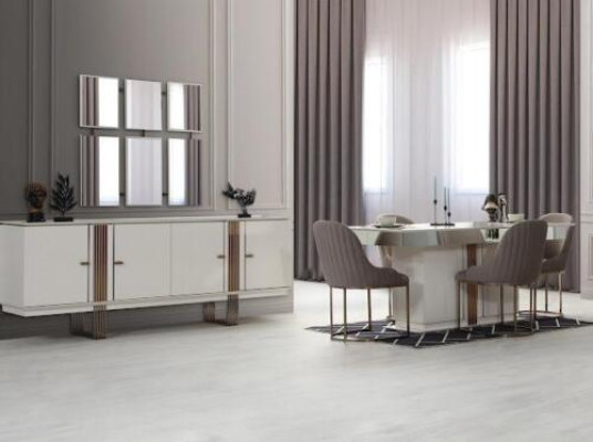 Esszimmer 6tlg. Set Esstisch Anrichte 4x Stühle Modern Neuheit Design