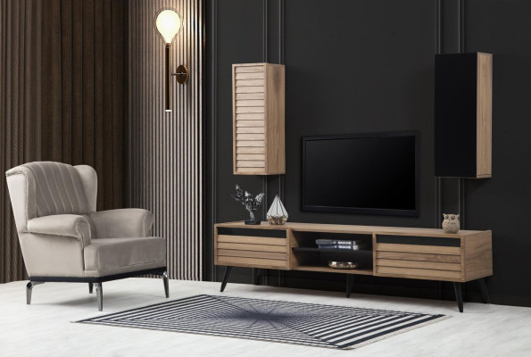 Exklusive Wohnzimmer Set TV-Lowboard und Sessel Luxus Design neu 2tlg