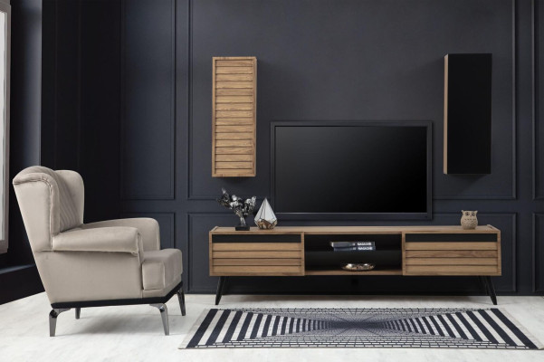 Exklusive Wohnzimmer Set TV-Lowboard und Sessel Luxus Design neu 2tlg