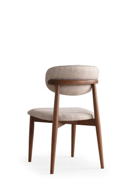 Designer Luxus Modern Esszimmer Stuhl Stühle Sitz Lehn Beige Holz