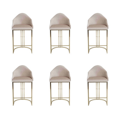 Stilvoll Esstisch 6x Stühle Beige Lehnstuhl Möbel Einrichtung Sitzpolster Stühle