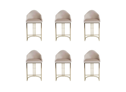 Stilvoll Esstisch 6x Stühle Beige Lehnstuhl Möbel Einrichtung Sitzpolster Stühle