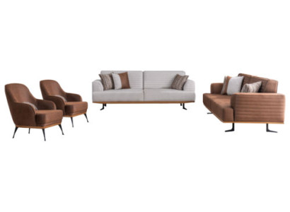 Sofagarnitur für Wohnzimmer 4 Teile in modernem Stil Neu in Textilmaterial