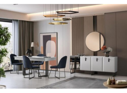 Stilvolle Essgruppe designer Esstisch Luxuriöses Sideboard Stühle 9tlg