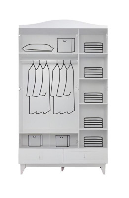 Modern Jugendzimmer Kinderzimmer Weiß Set luxuriöse Bett Kleiderschrank Kommode