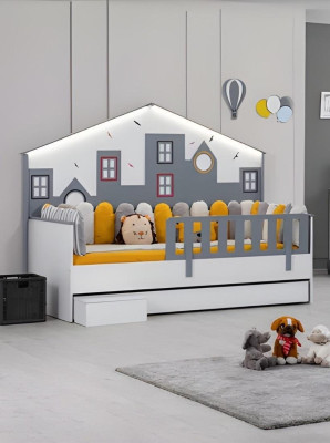 Kinderbett Kleiderschrank Jugendzimmer Kinderzimmer Möbel 2tlg Set Holz
