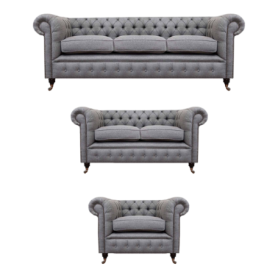 Chesterfield Sofagarnitur Stoff Textil Polster Couch Sofa Garnitur 3tlg Neu