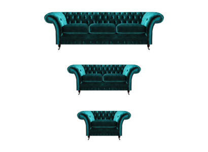 Grün Sofa Set 3tlg Wohnzimmer Chesterfield Polstermöbel Luxus Design Neu