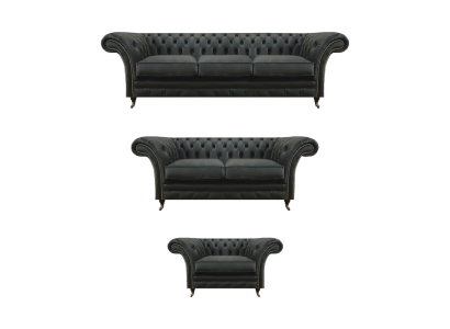 Chesterfield Schwarz Polstermöbel Wohnzimmer 3tlg Modern Einrichtung