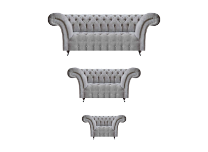 Set 3tlg Luxus Dreisitzer mit Zweisitzer Sofas Textil Sessel Neu Chesterfield