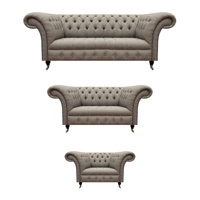 Grau Zweisitzer Sofa Set 3tlg Dreisitzer Sofa Designer Sessel Chesterfield