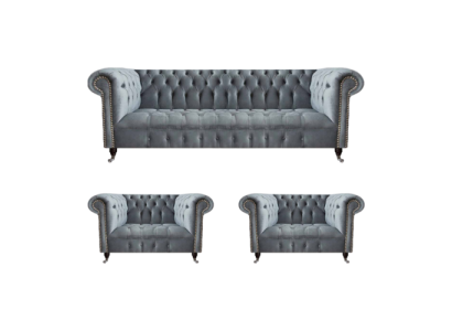 Komplett Set Sofagarnitur Chesterfield 2x Sessel Luxus Dreisitzer Sofa Neu