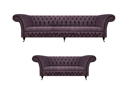 Wohnzimmer Luxus Lila Sofa Dreisitzer Design Sessel Sofagarnitur Chesterfield