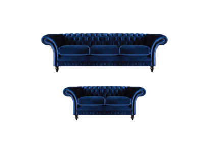 Wohnzimmer 2tlg Dreisitzer Sofa Blau Zweisitzer Sofas Einrichtung Chesterfield