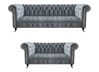 Wohnzimmer Luxus Grau Chesterfield Sessel Neu Dreisitzer Sofa Couch