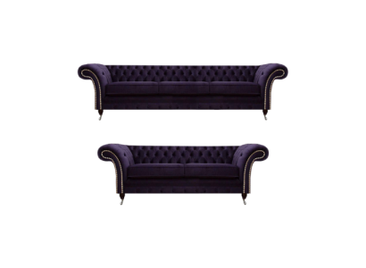 Lila Sofagarnitur Dreisitzer mit Zweisitzer Sofas Luxus Chesterfield Polster
