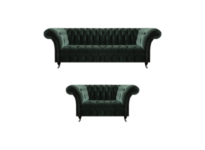 Luxus Sofas Dreisitzer mit Zweisitzer Polstermöbel Sofagarnitur Chesterfield