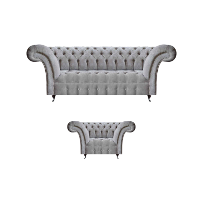 Chesterfield Sofa Komplett Luxus Sessel Polstermöbel Dreisitzer Couch